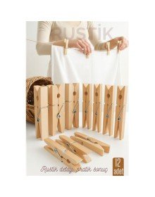 12’li Ahşap Mandal Seti – Doğal Görünümlü, Çok Amaçlı, Dayanıklı Yaylı Tasarım