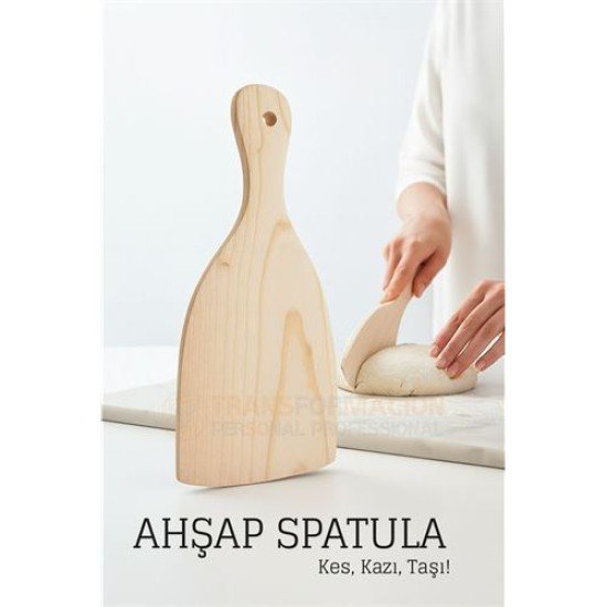 Ahşap Hamur Spatulası 21x9,5 cm – Doğal, Ergonomik ve Çok Amaçlı Mutfak Yardımcısı