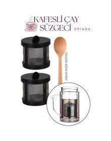 Kaşıklı Kafes Çay Süzgeci - 2 li Bitki Çayı Süzgeci - Polikarbon