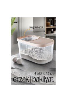 MultiBox Erzak Bakliyat Kutusu Sürgülü Kapak 7.5 Litre 4 ADET