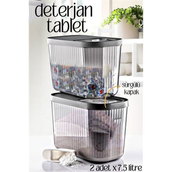 MultiBox Deterjan Tablet Kutusu Sürgülü Kapak 7.5 Litre 2 ADET MultiBox Deterjan Tablet Kutusu Sürgülü Kapak 7.5 Litre 2 ADET