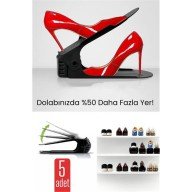 5’li Ayakkabı Düzenleyici Set – Çift Katlı Tasarım | Dolap İçi Alan Tasarrufu | Ayarlanabilir Yükseklik