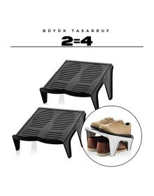 2'li Ayakkabı Düzenleyici Twin Set – Çift Katlı Tasarım | Dolap İçi Alan Tasarrufu | Kaymaz Yüzey