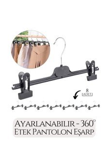 Etek Pantolon Eşarp Kıskaçlı Askı 8 li SET