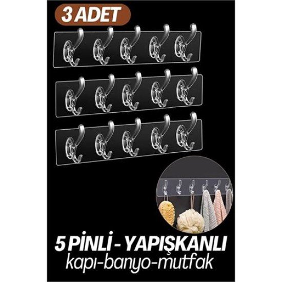 5 Pinli 3 lü set Yapışkanlı Askı Xenoty Design 5 Pinli 3 lü set Yapışkanlı Askı Xenoty Design