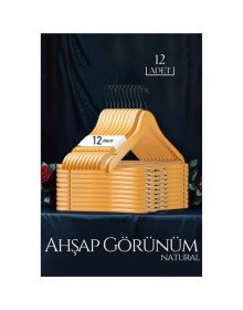 Natural Ahşap Görünüm 12 li Askı Seti Schönbuch Design