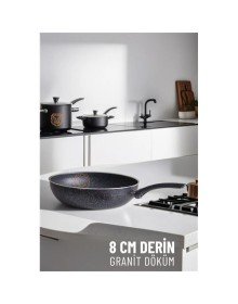 8 Cm Derin Wok Tava Granit Döküm L.Kinnaird