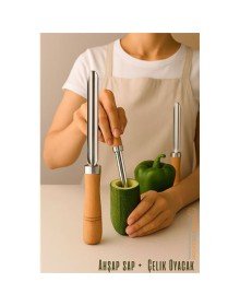 Oyacak - Dolmalık Kabak ve Biber Patlıcan Oyacağı 304 Paslanmaz Çelik