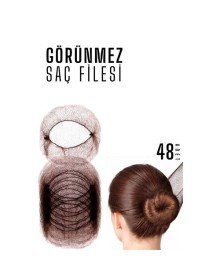 Saç Topuz Filesi Topuz Sabitleyici File Eastik Topuz Ağı Hostes Saç Filesi KAHVE 48Lİ