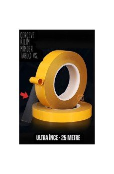 Çift Taraflı Yapıştırıcı Bant Ultra İnce 25 Metre