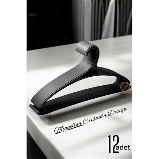 Tasarım Askı Seti 12 ADET Elbise Askısı M.Crisanta SİYAH Tasarım Askı Seti 12 ADET Elbise Askısı M.Crisanta SİYAH