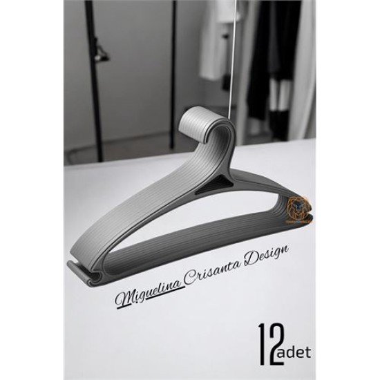 Tasarım Askı Seti 12 ADET Elbise Askısı M.Crisanta GRİ Tasarım Askı Seti 12 ADET Elbise Askısı M.Crisanta GRİ