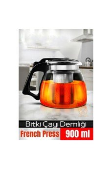 Süzgeçli French Press Cam Demlik 900 Ml Bitki Çayı Demliği