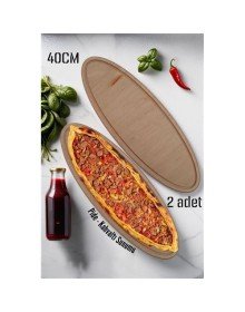 Ahşap Pide Sunum ve Kesim Tahtası 2 adet 40 Cm