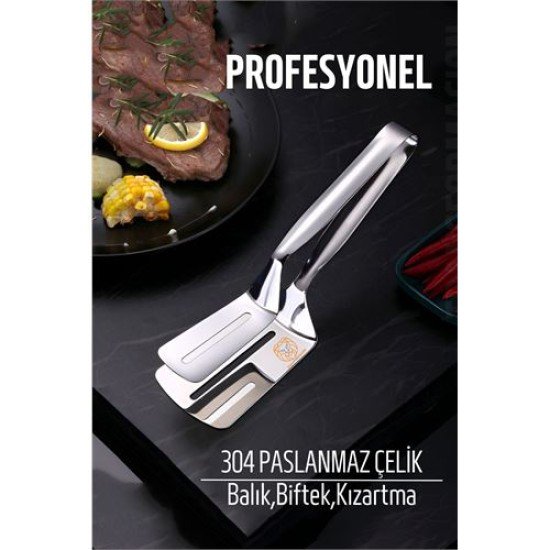Spatulalı Maşa Biftek Balık Maşası 304 Paslanmaz Çelik Spatulalı Maşa Biftek Balık Maşası 304 Paslanmaz Çelik