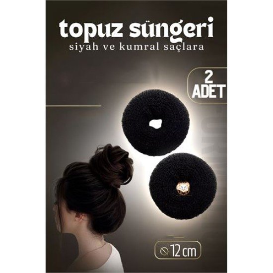Siyah Saç Topuz Süngeri 2 ADET 12 CM Çap 5 cm Kalınlık Siyah Saç Topuz Süngeri 2 ADET 12 CM Çap 5 cm Kalınlık