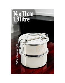 Sefer Tası Yemek Kabı Paslanmaz Çelik 2 Katlı 14 cm 1.3 LİTRE