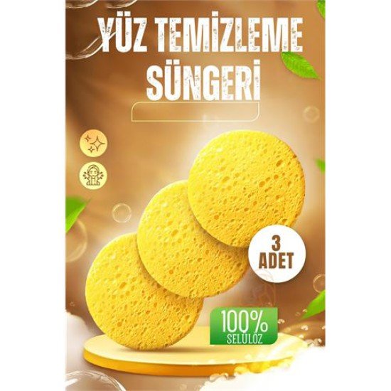 Makyaj Temizlik Pedi Cilt Temizlik Süngeri Doğal Selülöz 3 ADET