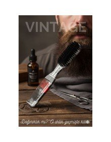 Vintage Sakal Bıyık Tarama Fırçası Çift Taraflı Sakal Tarak ve Fırça – Şekillendirici, Anti-Statik