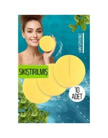 Sıkıştırılmış Makyaj Temizlik Pedi Cilt Temizlik Süngeri Doğal Selülöz 10 ADET