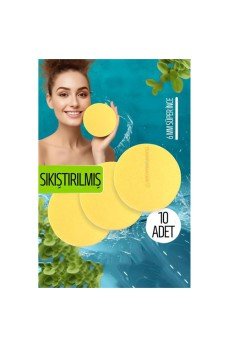 Sıkıştırılmış Makyaj Temizlik Pedi Cilt Temizlik Süngeri Doğal Selülöz 10 ADET