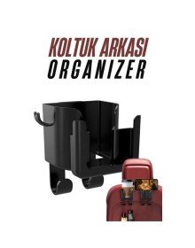 Araç Koltuk Arkası Organizer Bardak Telefon Tutucu