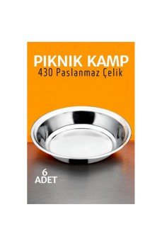 Paslanmaz Çelik Tabak Seti Kamp Piknik Tabağı 6 ADET Paslanmaz Çelik Tabak Seti Kamp Piknik Tabağı 6 ADET