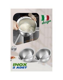 Inox Süzgeç Pirinç Makarna Salata Süzgeci 304 Paslanmaz Çelik 2 ADET