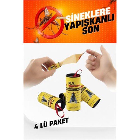 Yapışkanlı Sinek Şeridi Sinek Kapanı 4 ADET Yapışkanlı Sinek Şeridi Sinek Kapanı 4 ADET