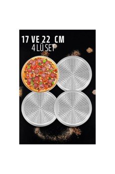 Delikli Pizza Lahmacun Tepsisi Çelik 17 ve 22 CM 4 lü SET Delikli Pizza Lahmacun Tepsisi Çelik 17 ve 22 CM 4 lü SET