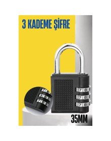 Şifreli Asma Kilit 3 Kademe 35 mm