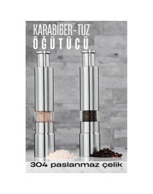 2'li Karabiber Tuz Öğütücü Profesyonel 304 Paslanmaz Çelik Manuel Baharat Değirmeni