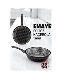 Fritözlü Emaye Kızartma Tavası- Kızartma Kaçerola Multi Kullanım  26 CM