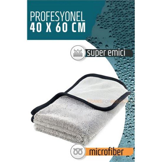 Çift Yüzeyli Profesyonel Microfiber Havlu - Süper Emici Temizlik Bezi  40 x 60 cm