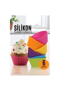 Silikon Muffin Kalıbı - Sürekli Kullanım Muffin Kek Kalıbı 6 ADET