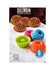 Silikon Göbekli Muffin CupCake Kalıbı - Sürekli Kullanım Muffin Kek Kalıbı 6 ADET