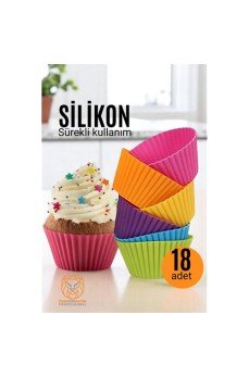 Silikon Muffin Kalıbı - Sürekli Kullanım Muffin Kek Kalıbı 18 ADET