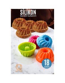 Silikon Göbekli Muffin CupCake Kalıbı - Sürekli Kullanım Muffin Kek Kalıbı 18 ADET