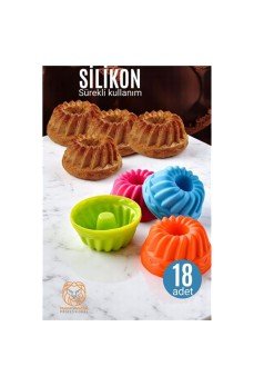 Silikon Göbekli Muffin CupCake Kalıbı - Sürekli Kullanım Muffin Kek Kalıbı 18 ADET