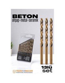 Beton Matkap Ucu Seti- Çelik Beton Metal Ahşap Matkap 13 lü SET