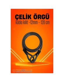 Çelik Örgü Kablo Kilit 12mm 120 cm Bisiklet Kilidi Motosiklet Kilidi Eşya Garaj Kilidi