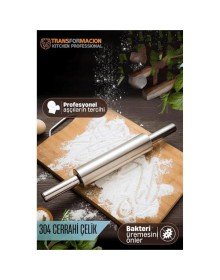 Çelik Merdane - Profesyonel Hamur Açma Merdanesi - 304 Paslanmaz Çelik Mutfak Merdanesi