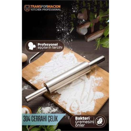 Çelik Merdane - Profesyonel Hamur Açma Merdanesi - 304 Paslanmaz Çelik Mutfak Merdanesi Çelik Merdane - Profesyonel Hamur Açma Merdanesi - 304 Paslanmaz Çelik Mutfak Merdanesi