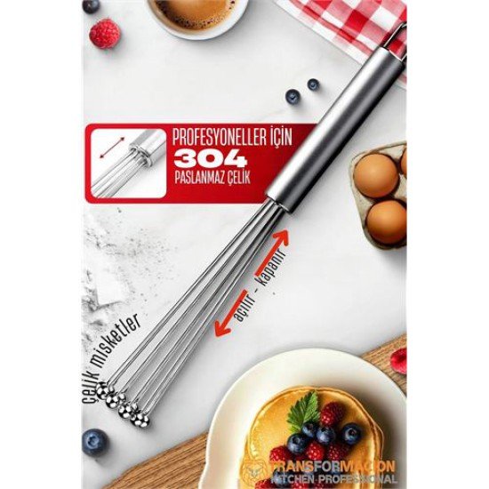 Çelik Misketli Yaylı Açılır Kapanır Çırpıcı 304 Paslanmaz Çelik Çırpıcı Çırpma Teli