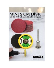 Pimli Mini Cırt Zımpara Taban Seti Gravür Ve Matkap Uyumlu 5 cm 60 Adet Zımparalı Set