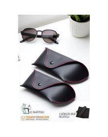 Korumalı Deri Gözlük Kabı Korumalı Gözlük Koruma Kılıfı 2 li SET