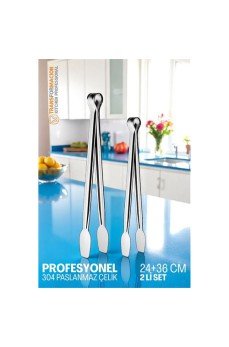 2 Boy Mutfak Maşası - Mangal Barbekü Maşası - Izgara Maşası Tava Maşası Çelik  18 ve 36 Cm