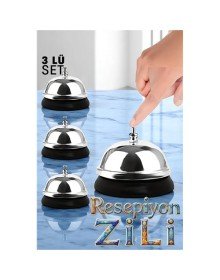 Resepsiyon Zili  - Resepsiyon ve Restoran İçin Zil - Resepsiyon Çağrı Zili 3 lü set