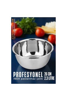 Inox Kase  - 26 Cm 2.3 Litre Karıştırma Kabı Profesyonel 304 Paslanmaz Çelik