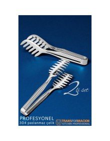Mutfak Maşa Seti - Makarna Pasta Salata Çok Amaçlı Maşa 2 li SET 304 Paslanmaz Çelik